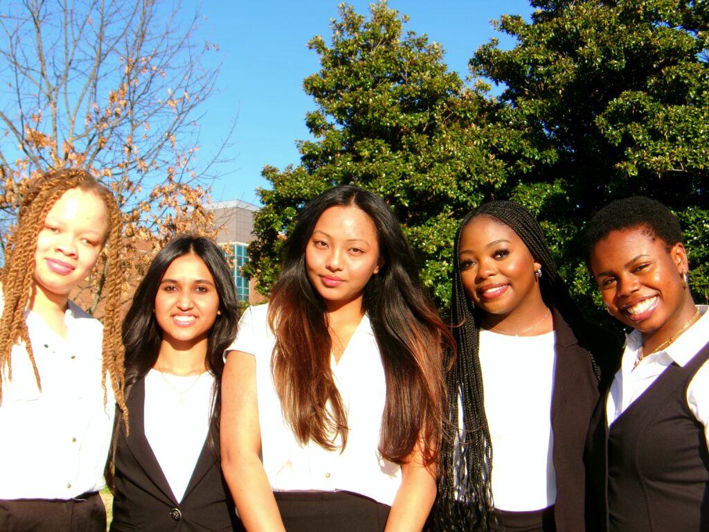 2026 Data Science Club officers for the Spring semester.  Christabel Obi-Nwosu,  Pratyusha Shanker, Sayuri Shrestha, Kendahl Franklin, Chioma Ezeoke 